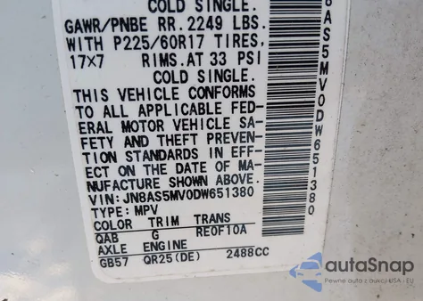 2013 Nissan Rogue Sv from USA, damaged, VIN JN8AS5MV0DW651380